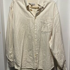 Geoffrey Beene Cream Plaid Button-Down Shirt